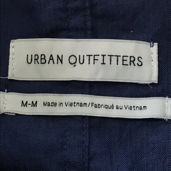 Urban Outfitters Corduroy Romper Women M Blue Snap Button Pockets Short Sleeve - Picture 3 of 14